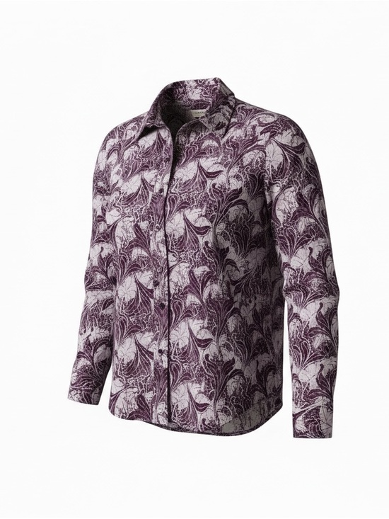 Coldwater Creek Tops - Coldwater Creek Purple Women’s Floral Print Button-Up Shirt PL (14-16)